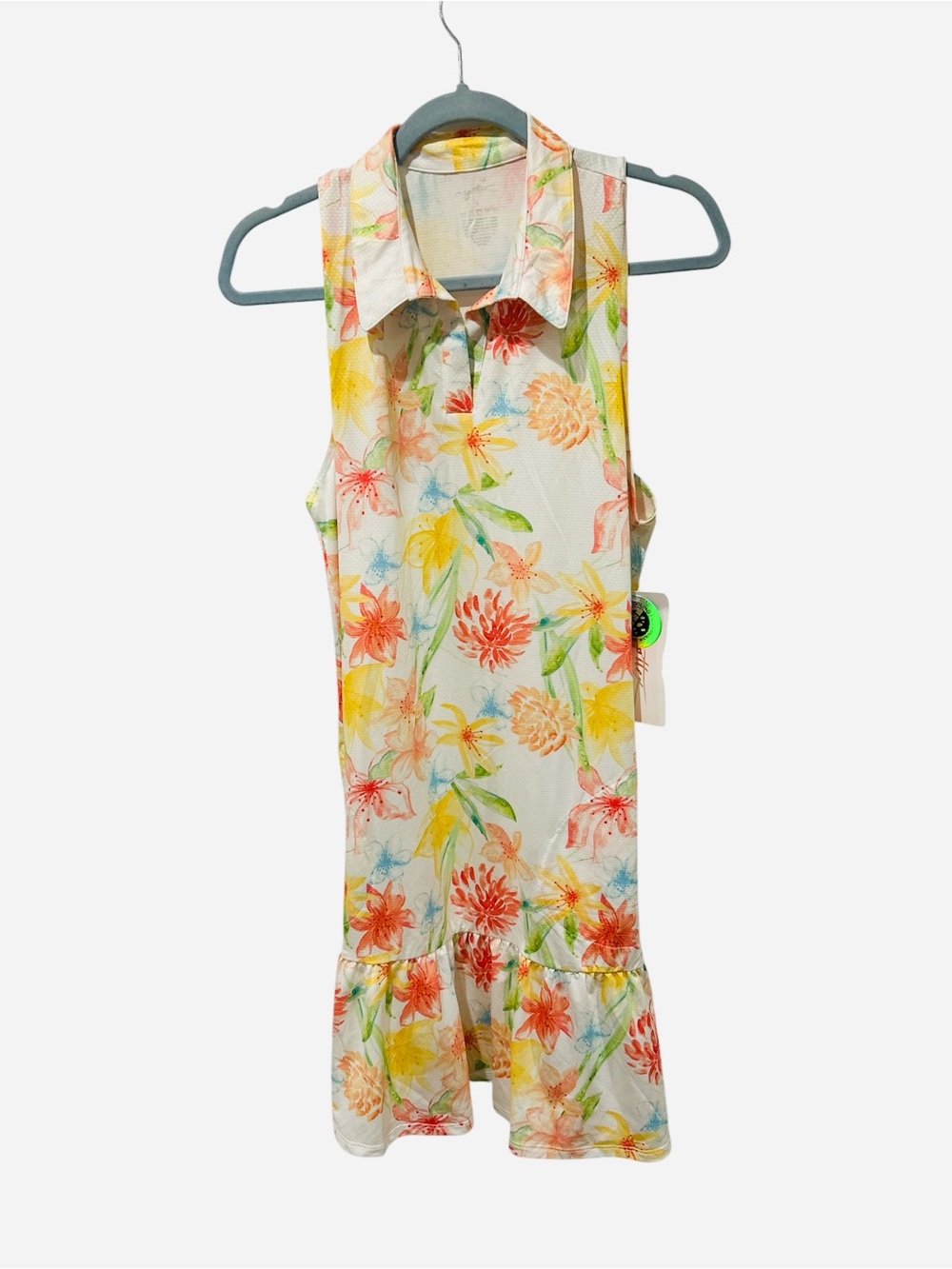NWT Gottex Golf & Tennis Lilly Floral Sleeveless Dress - Coral & Green Print
